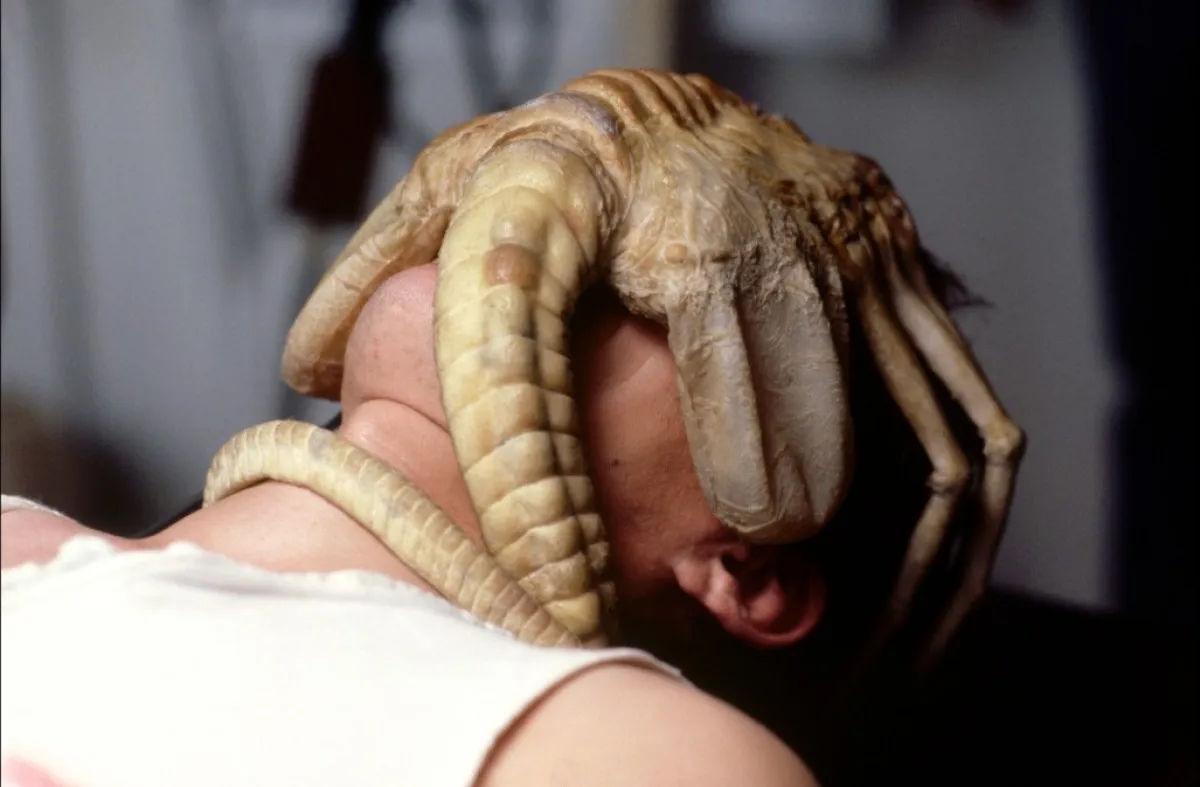 The facehugger attached to Kane's face in Alien (1979)