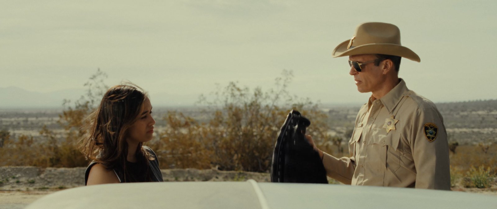 Sheriff Bilstein stopping Bobbie in the desert in Blood Star